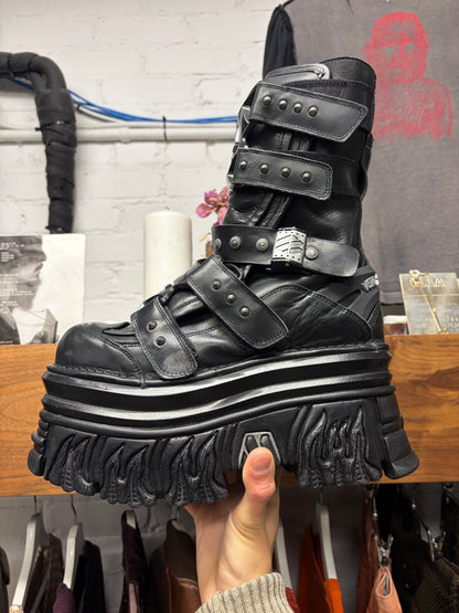 Vetements x New Rock ‘Gamer’ Platform Black Leather High Top Boots