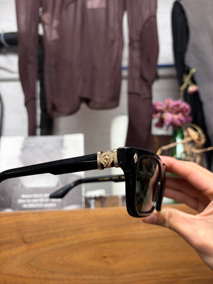 Chrome Hearts ‘Halllamanass’ 18K Gold Box Shape Black Sunglasses