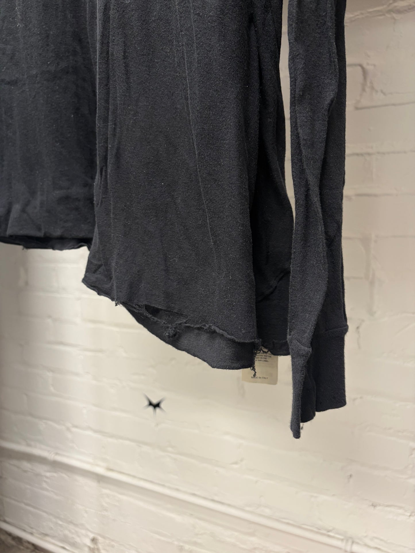 SS2021 Rick Owens ‘Phlegethon’ Black Split Seam Sheer Long Sleeve Shirt