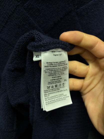 Bottega Veneta ‘Intrecciato’ Woven Navy Blue Knit Sweater