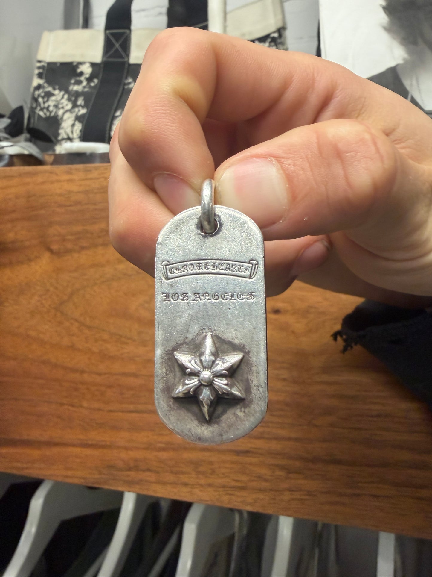 Chrome Hearts ‘Los Angeles Store Exclusive’ 925 Silver Raised Star Dog-Tag Pendant