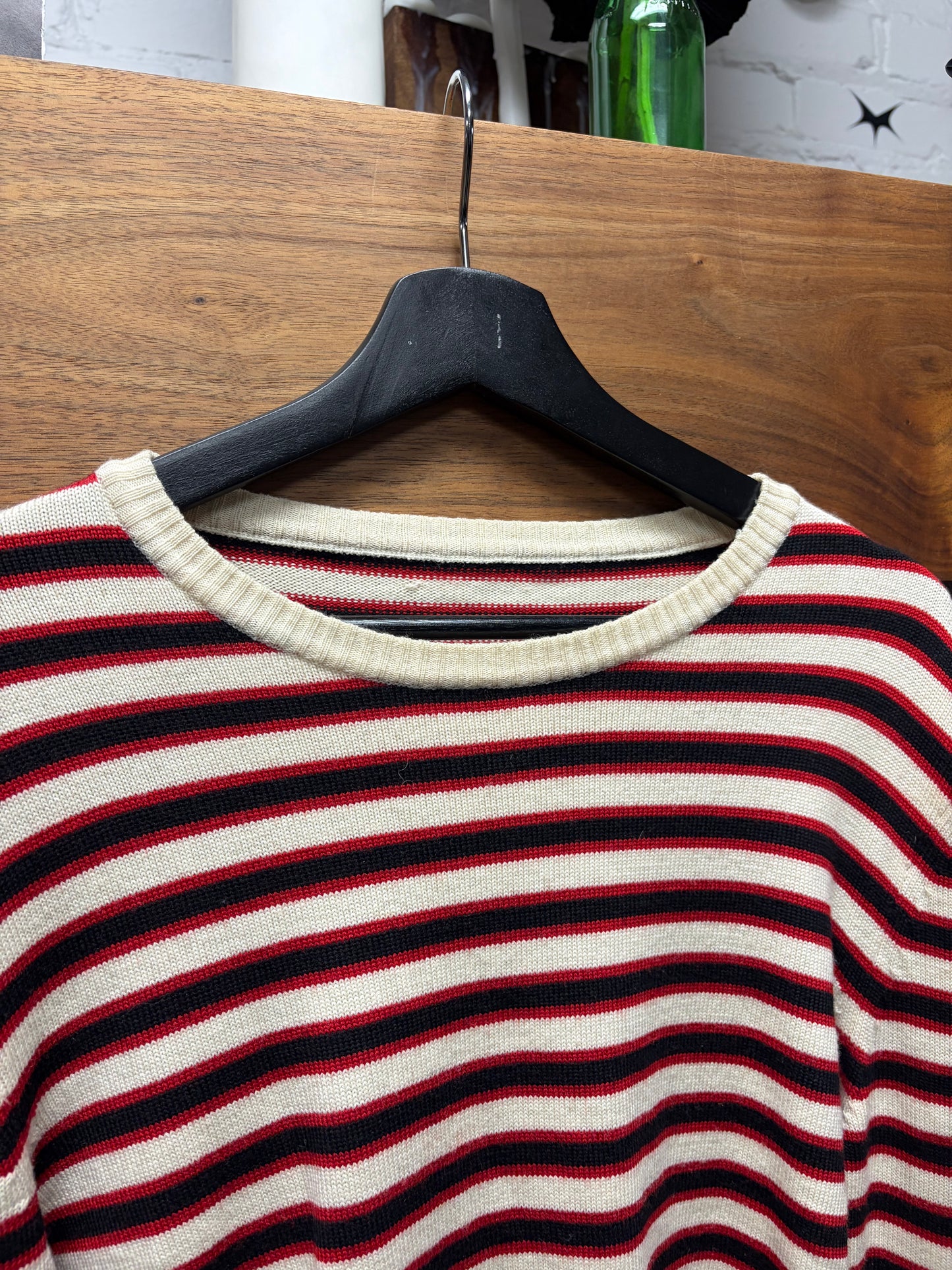 2017 Saint Laurent Striped Wool Cream/Red Knit Sweater
