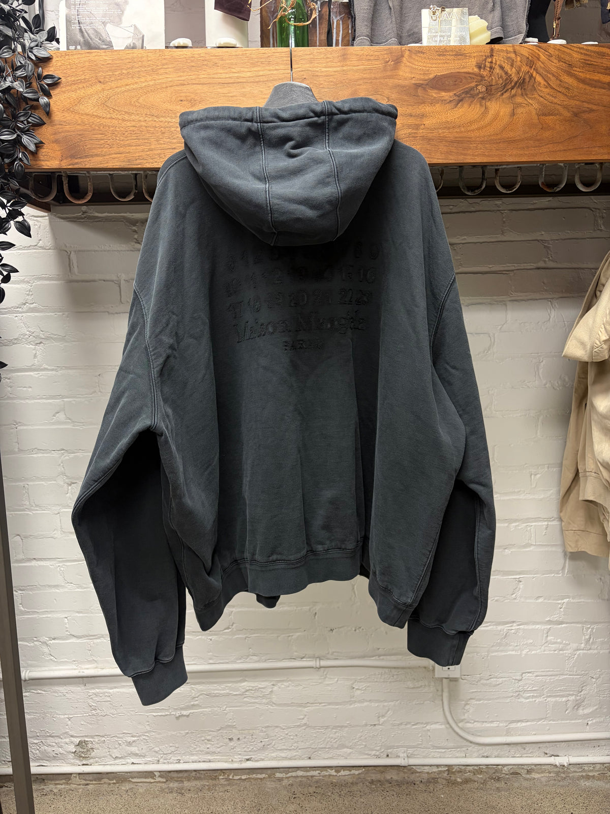 2024 Maison Margiela ‘Numbers Logo’ Embroidered Black Zip-Up Hoodie