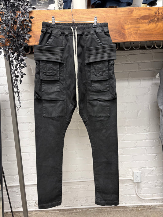 Rick Owens ‘Creatch’ Waxed Black Drop Crotch Pants