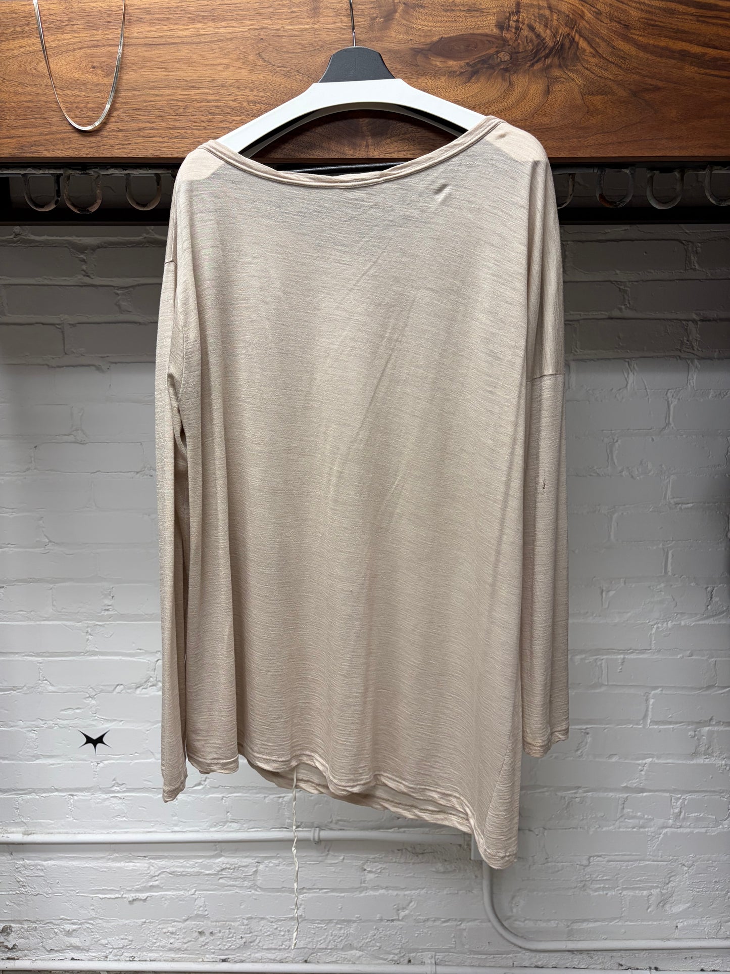 Ann Demeulemeester Sheer Scoop Neck Tan Brown Layering Shirt