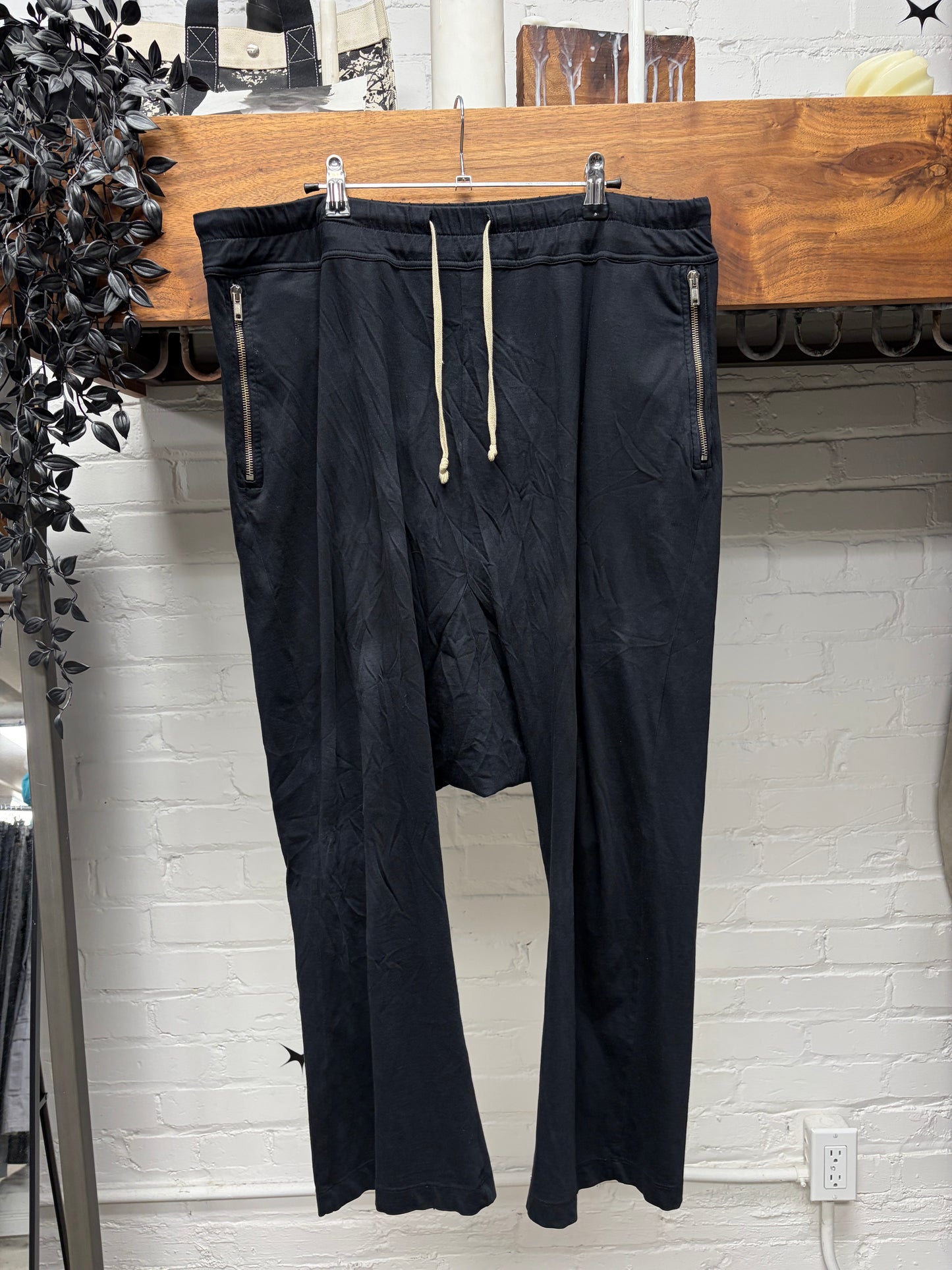Rick Owens ‘Prisoner’ Drop Crotch Pod Black Drawstring Lounge Pants