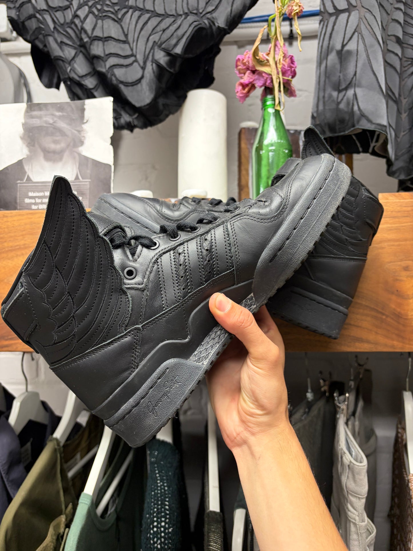 Jeremy Scott x Adidas ‘Wings 4.0’ Triple Black High Top Sneakers