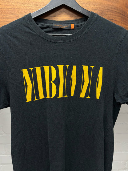 2000s Undercover ‘Nirvana’ Mirrored Logo Faded Black Graphic T-Shirt