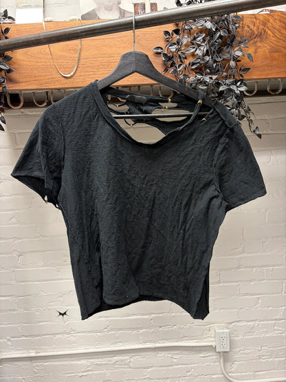 If Six Was Nine ‘Piercing’ Distressed Black Cutoff T-Shirt