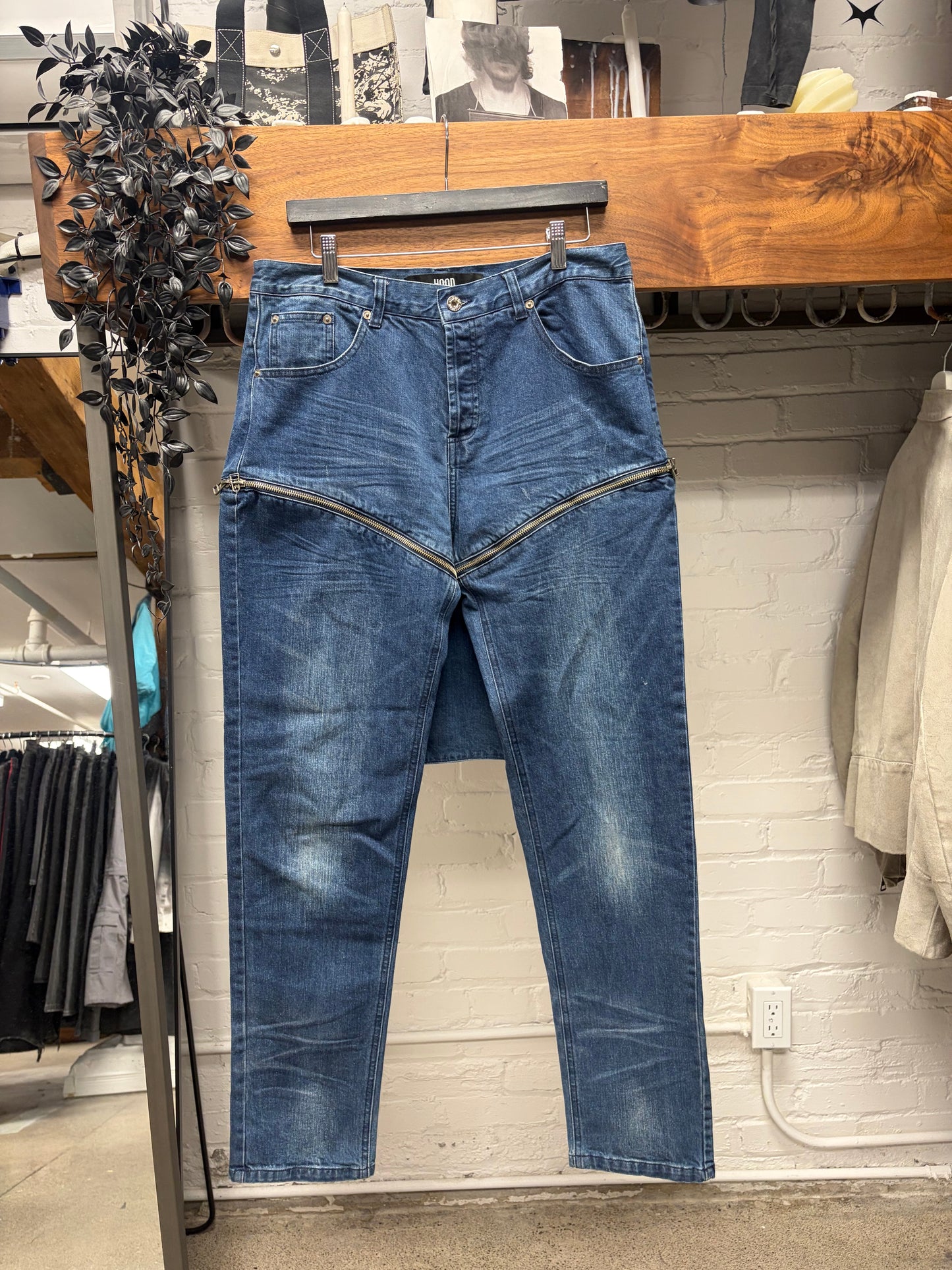 Hood by Air Detachable Cape Zip-Off Blue Denim
