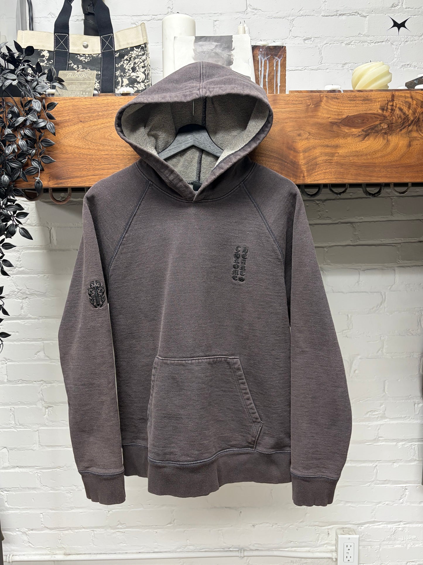 Chrome Hearts ‘Y-Not’ Embroidered Logo Grey Pullover Hoodie