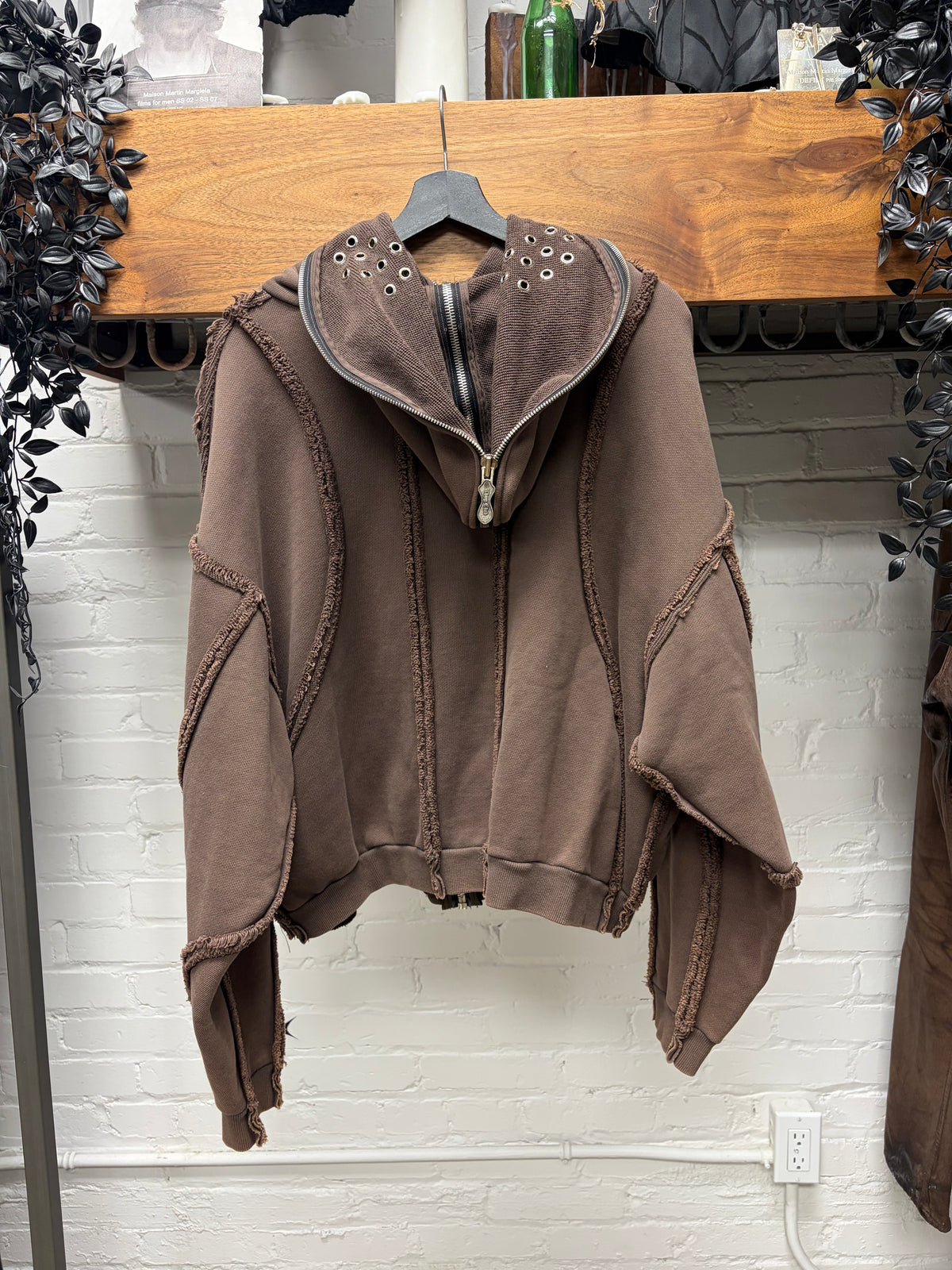 Thug Club ‘Gladiator’ Brown Full-Zip Heavyweight Cotton Hoodie