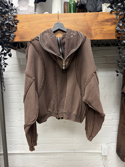 Thug Club ‘Gladiator’ Brown Full-Zip Heavyweight Cotton Hoodie