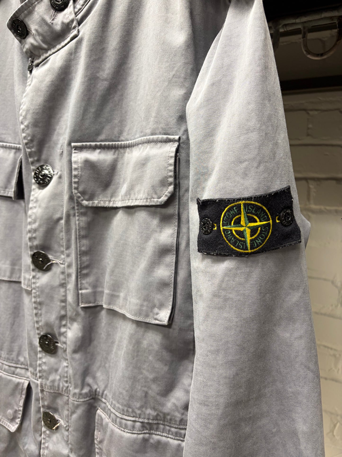 Stone Island ‘David TC’ Grey Cotton Badge Logo Field Jacket