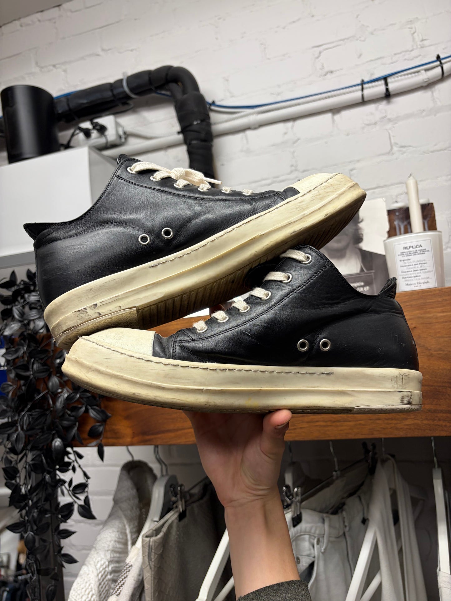 Rick Owens Ramones Black/Milk Low Top Sneakers