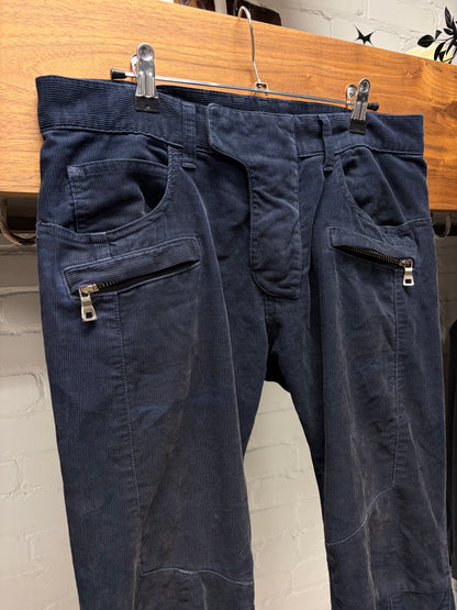 Balmain Indigo Blue Corduroy Biker Skinny Jeans
