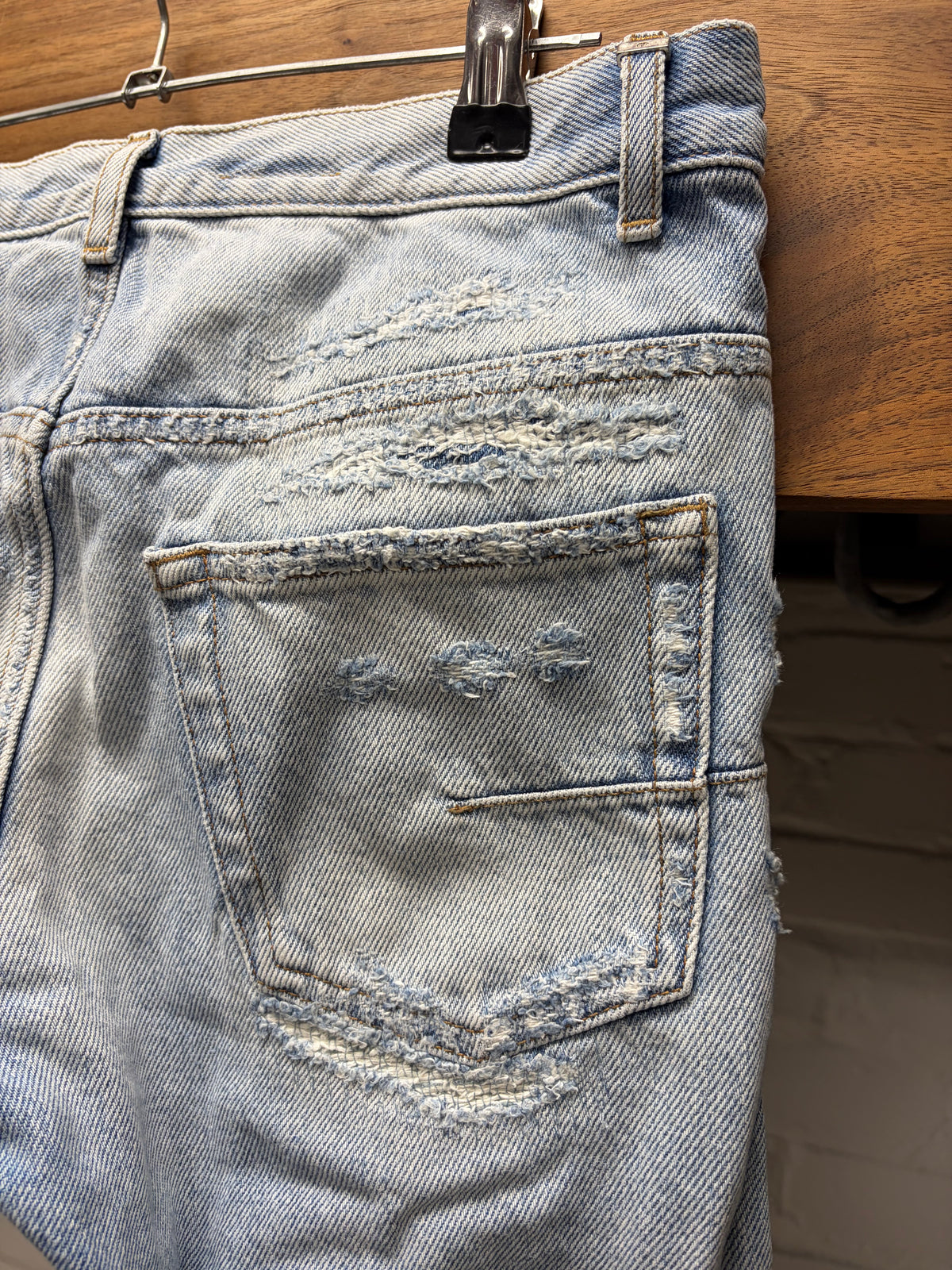 Dior Homme Light Wash Blue Crash Distressed Skinny Jeans