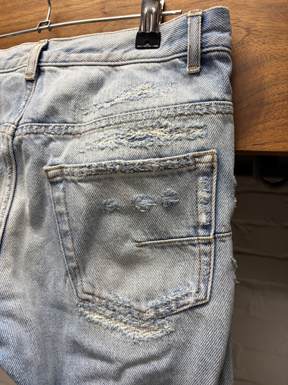 Dior Homme Light Wash Blue Crash Distressed Skinny Jeans