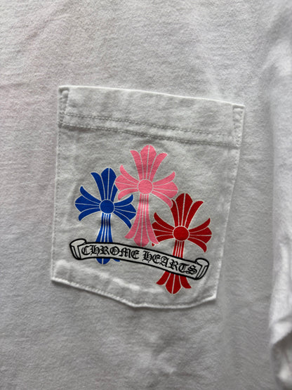 Chrome Hearts Multi-Color ‘Cemetery Cross’ White Short Sleeve Shirt