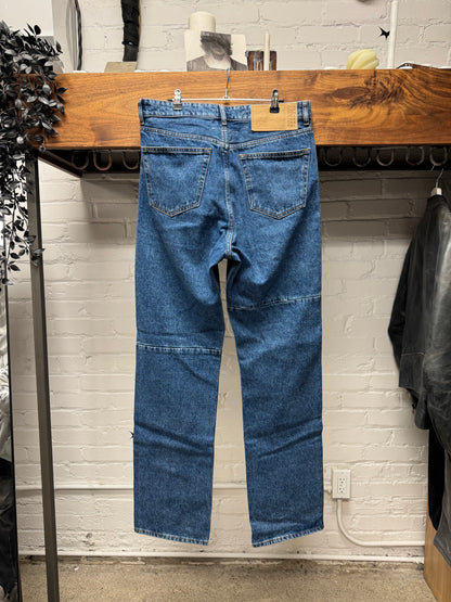 2023 Maison Margiela ‘Wax Coated’ Blue Bootcut Denim