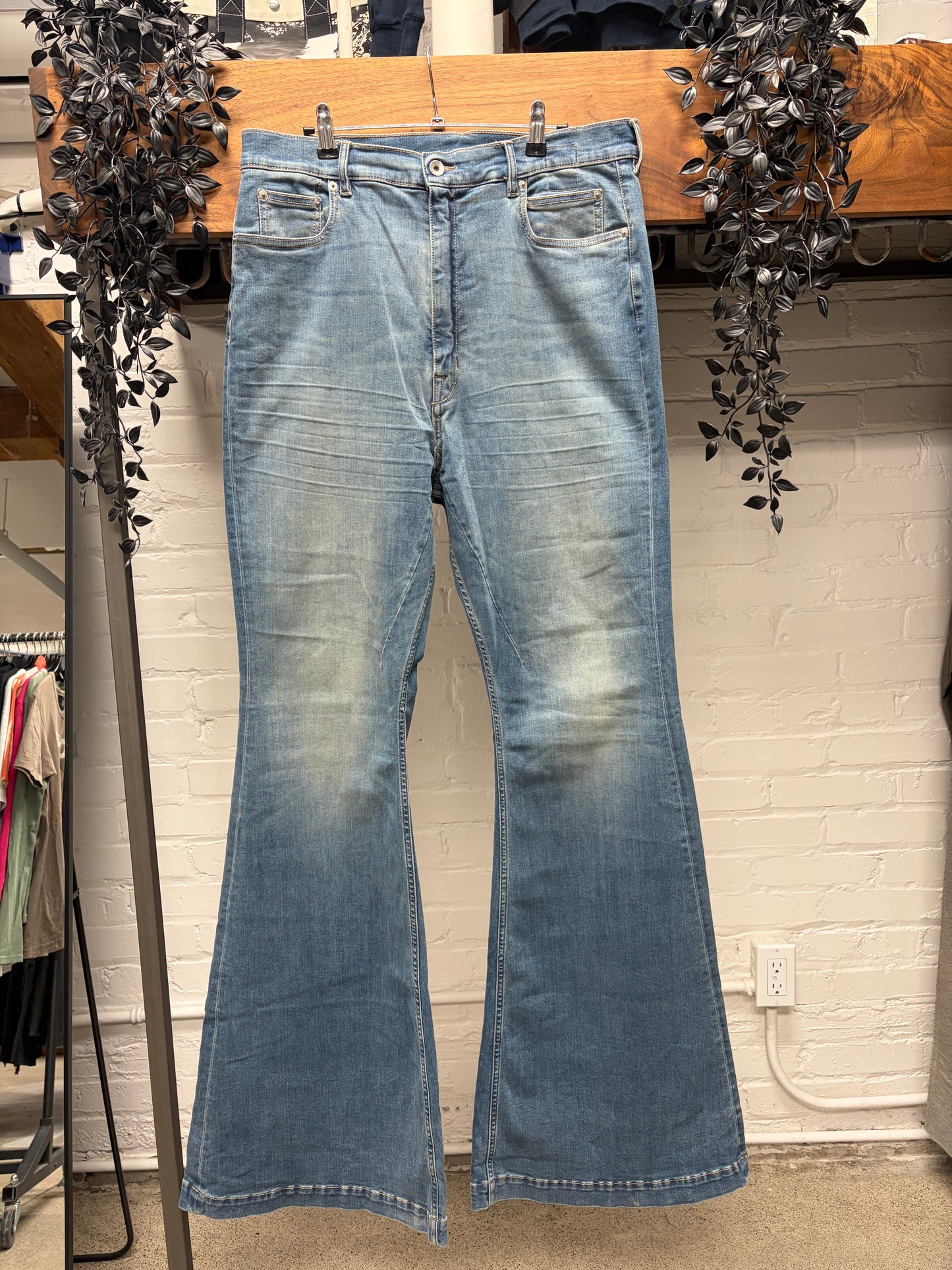 Rick Owens ‘Bolans’ Blue Flared Leg Denim
