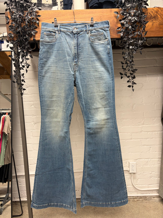 Rick Owens ‘Bolans’ Blue Flared Leg Denim