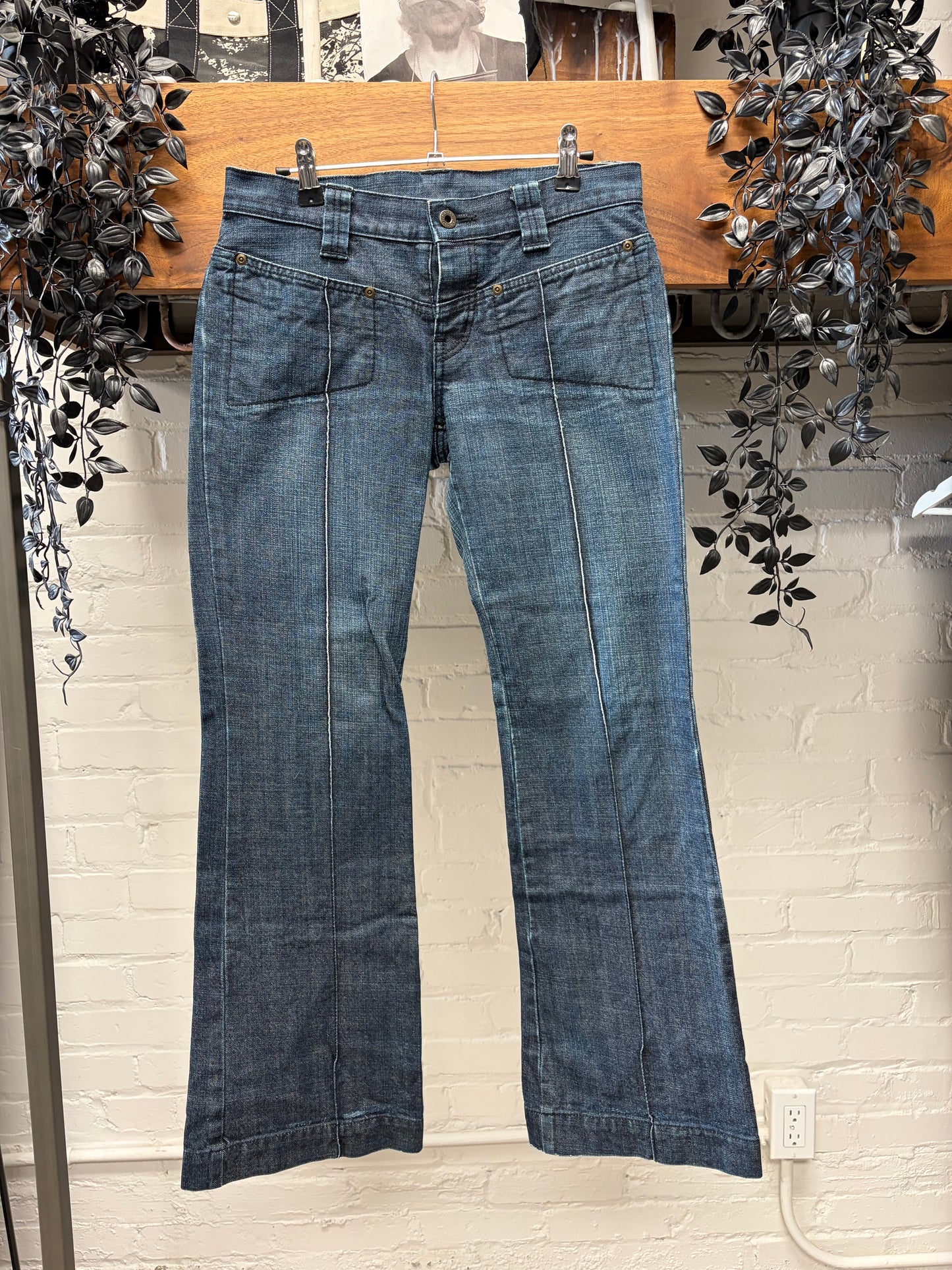 Hysteric Glamour Pleated Blue Flared Leg Denim