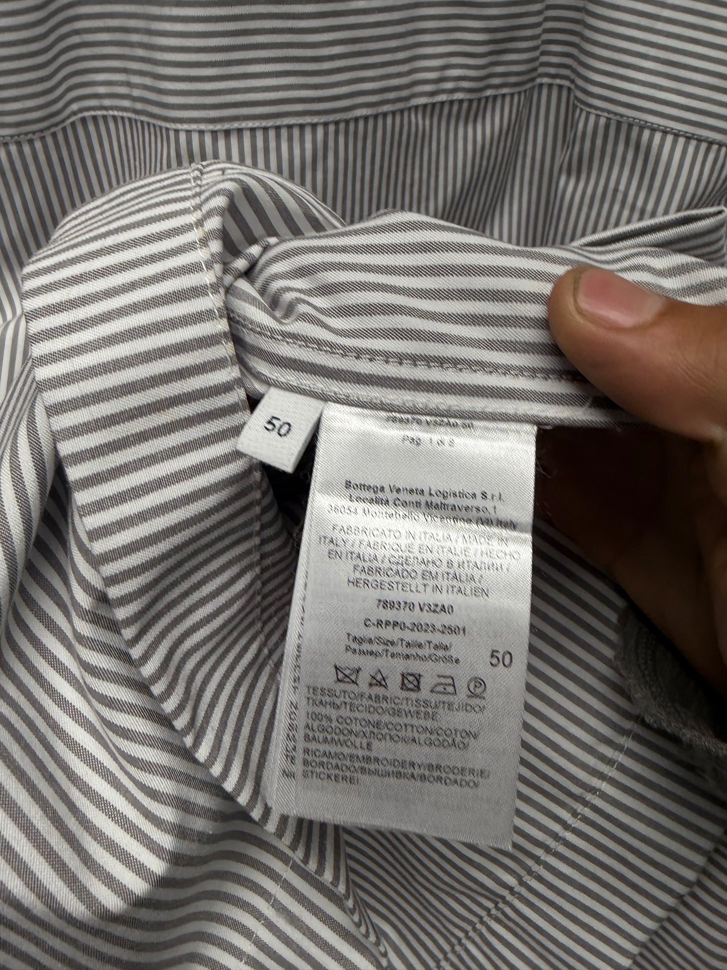 Bottega Veneta Striped Cotton ‘BV’ Minimal Logo Overshirt
