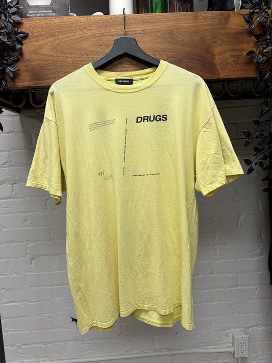 AW2018 Raf Simons ‘Drugs’ Yellow Short Sleeve Graphic T-Shirt