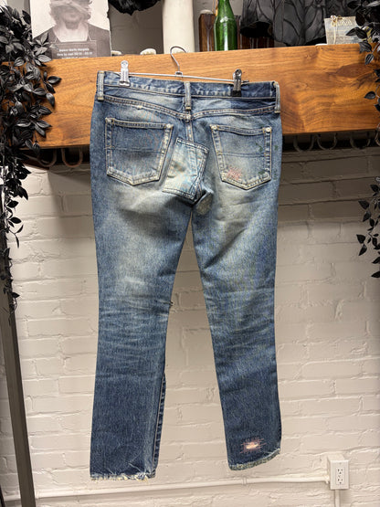 SS2005 Undercover ‘But Beautiful’ 60 Red Yarn Distressed Blue Denim