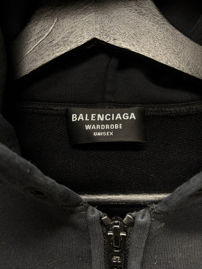 2017 Balenciaga Campaign Logo Black Zip-Up Hoodie