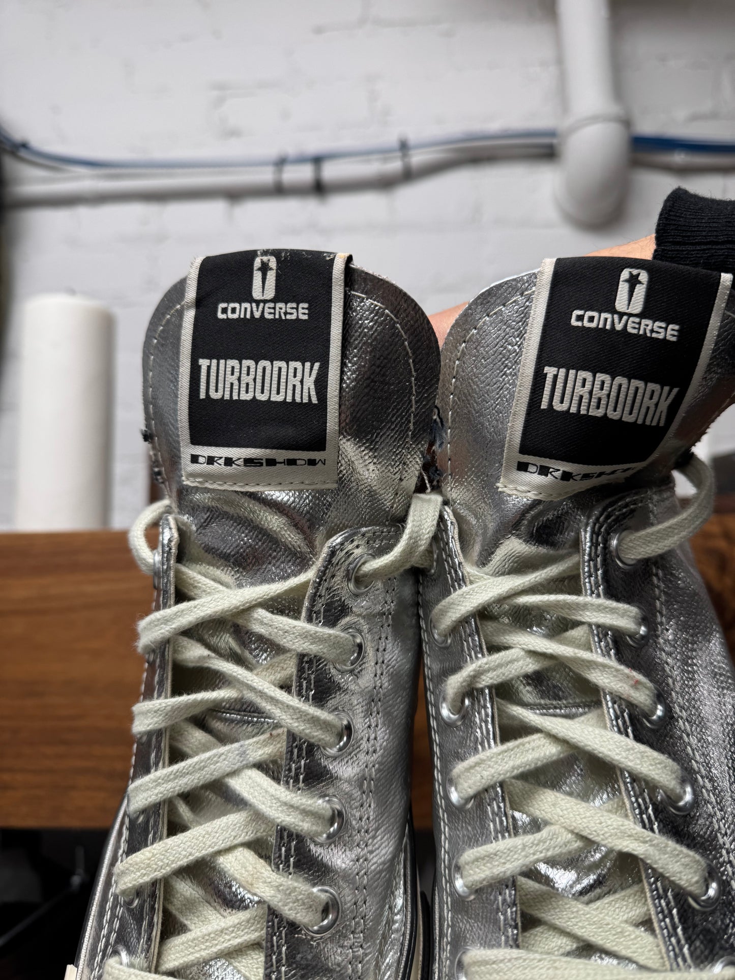Rick Owens x Converse ‘TURBODRK’ Silver Square Toe Sneakers