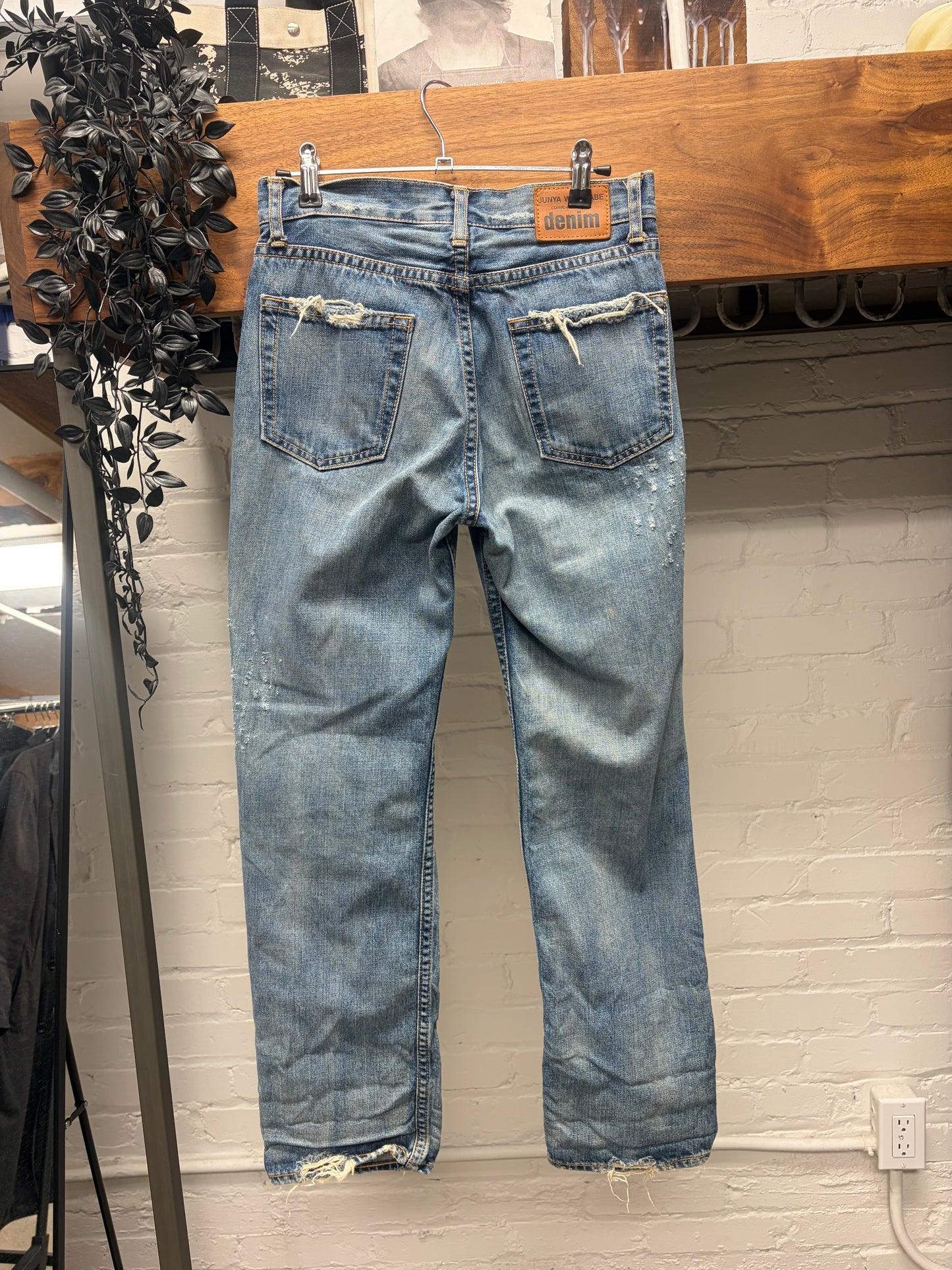 Junya Watanabe ‘Crash’ Distressed Blue Skinny Jeans