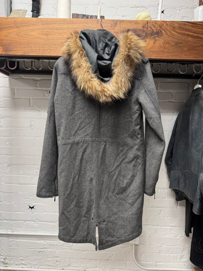 Tornado Mart Fur Hooded Wool MA-1 Pocket Coat
