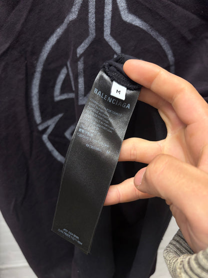 SS2024 Balenciaga ‘D.I.Y. Metal Logo’ Distressed Black Graphic T-Shirt