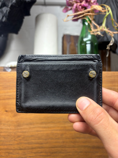 Balenciaga Black Lambskin Leather Cardholder Wallet with Silver Stud Hardware