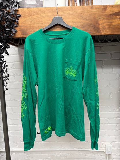 Chrome Hearts Green ‘Cemetery Cross’ Long Sleeve Shirt