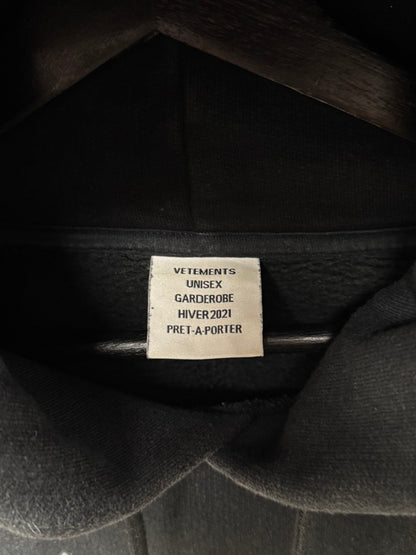 AW2020 Vetements ‘Motorhead’ Black Oversized Heavy Cotton Hoodie