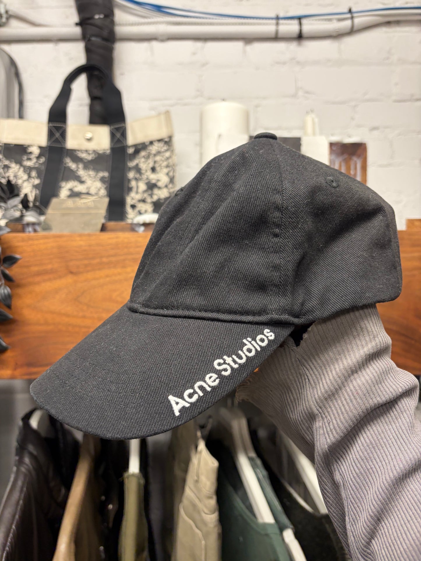 Acne Studios Embroidered ‘Brim Logo’ Strap-Back Black Baseball Cap