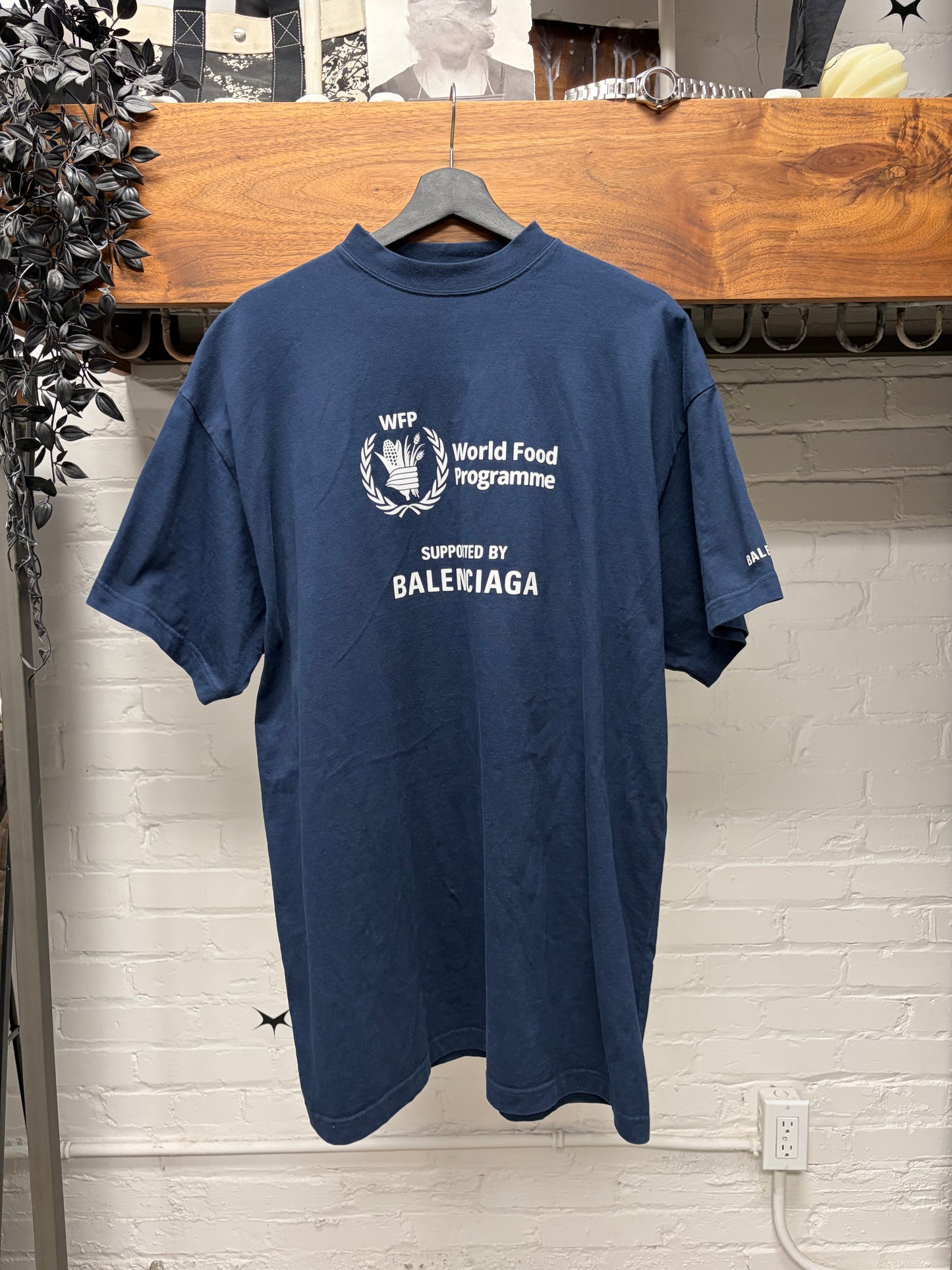 2022 Balenciaga World Food Programme Navy Blue Oversized T-Shirt