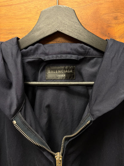 2024 Balenciaga Oversized Navy Blue Cotton Hooded ‘Work Jacket’