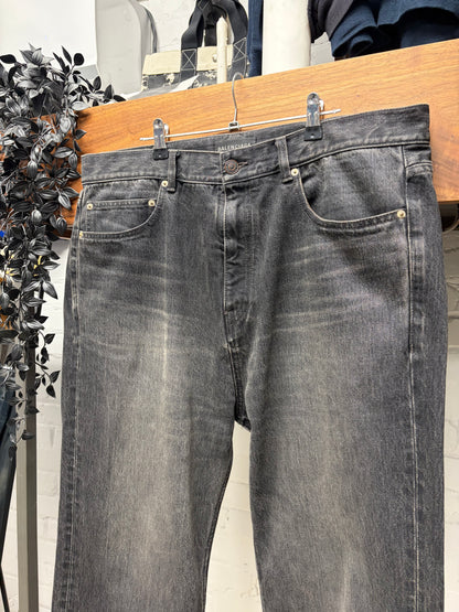 2023 Balenciaga Dark Grey Flared Cut Relaxed Fit Denim