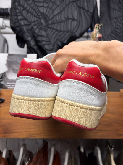 Saint Laurent ‘SL-61’ White/Red Leather Court Low Top Sneakers