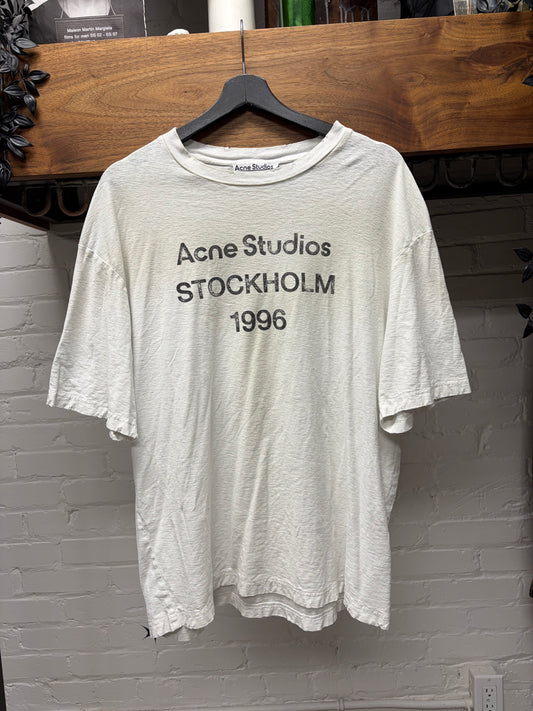 Acne Studios ‘Stockholm Logo’ Distressed White Oversized T-Shirt