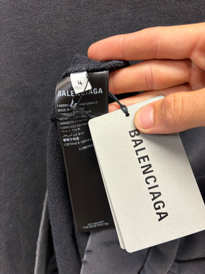 AW2024 Balenciaga ‘Piercing’ Faded Black Mock Neck Long Sleeve Shirt