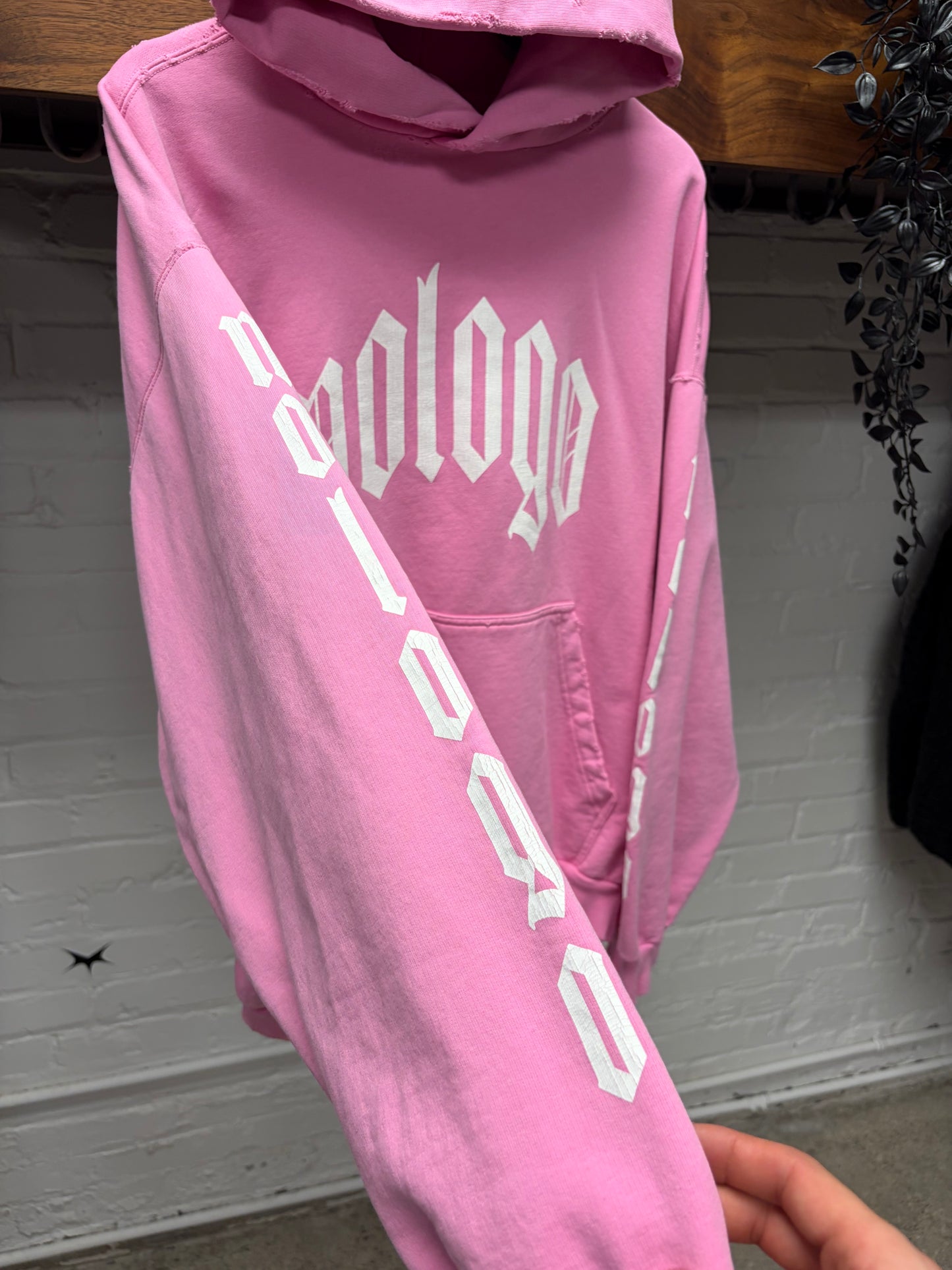 AW2024 Balenciaga ‘No Logo’ Distressed Pink Pullover Hoodie
