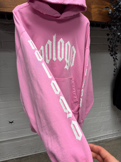 AW2024 Balenciaga ‘No Logo’ Distressed Pink Pullover Hoodie