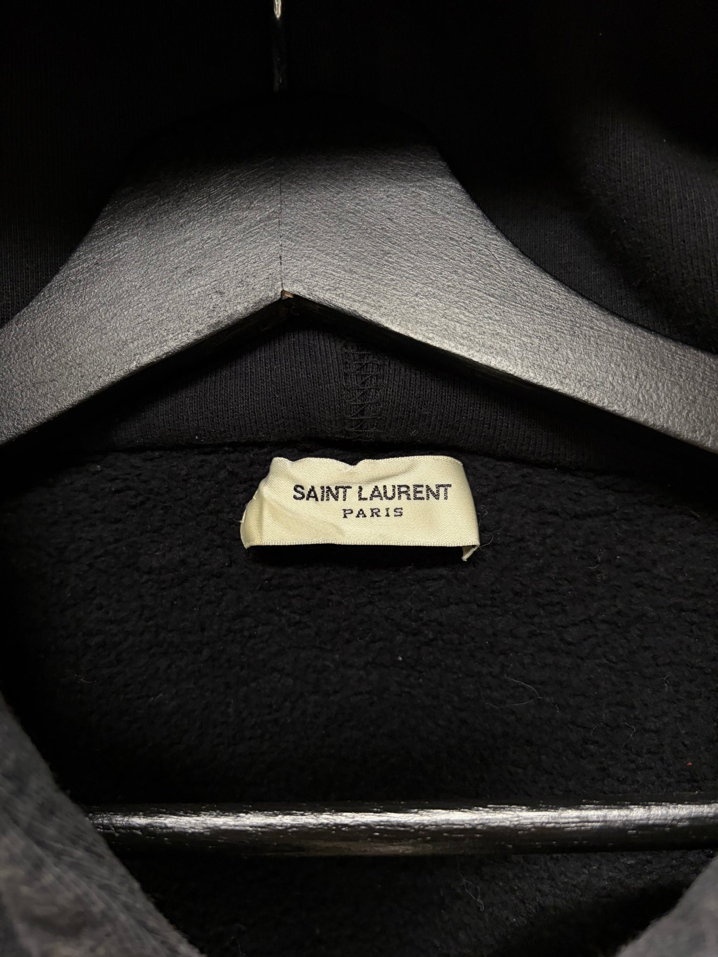 SS2018 Saint Laurent ‘Zipper Hem’ Black Drawstring Hoodie