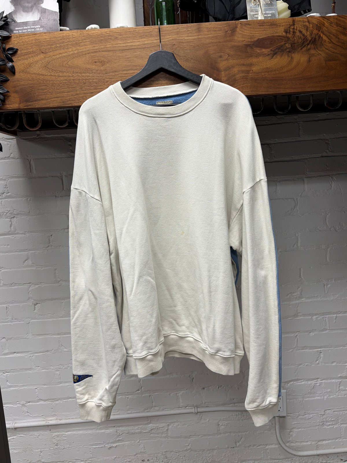 Kapital ‘Bone’ Sun Faded Blue/Yellow Split Cotton Sweatshirt
