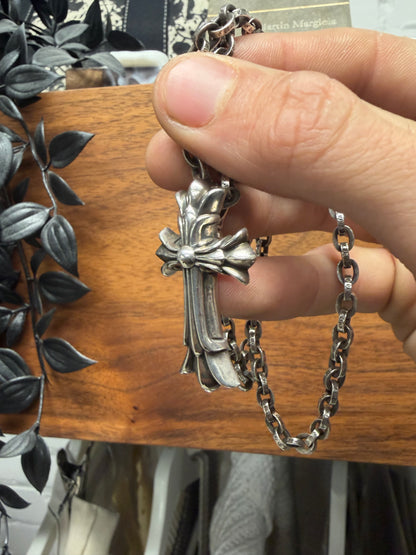 Chrome Hearts Large ‘Double Cross’ Stacked 925 Silver Pendant